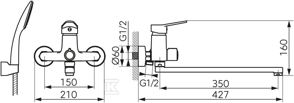 Bateria wannowo - umywalkowa ISSO z - BIS55A